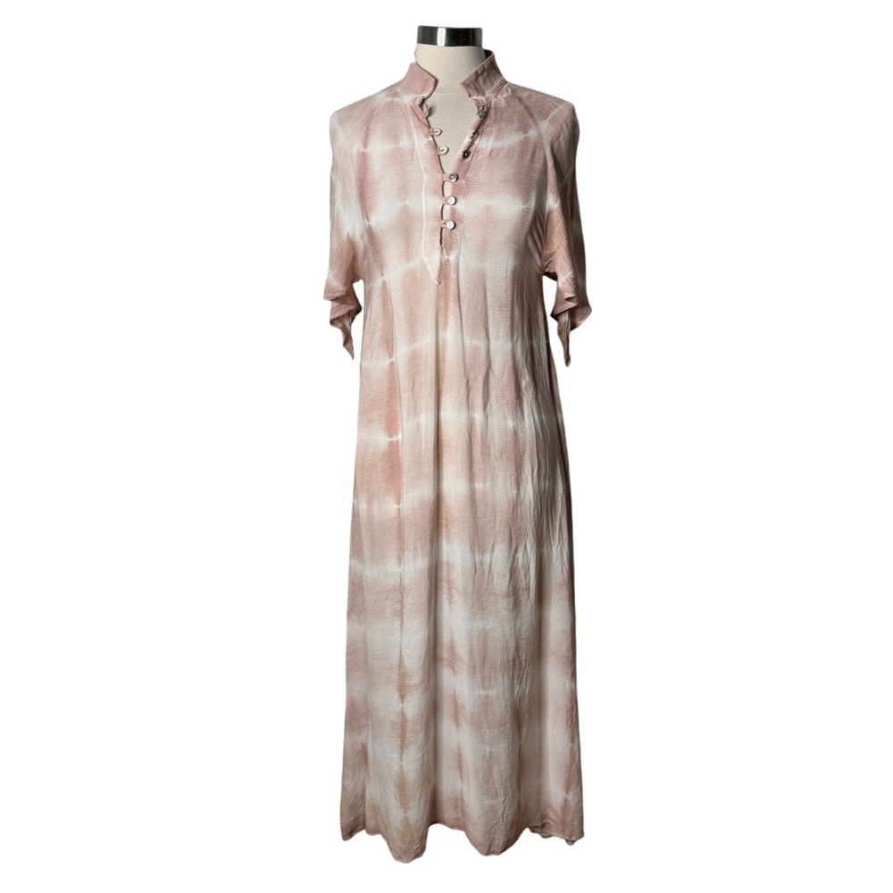 Daughters of Culture Prayer Gown Pink‎ Cream Tie Dye Maxi Dress Women's One Size